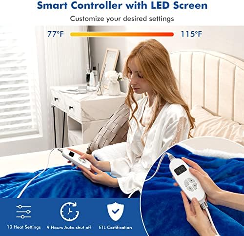 Giantex Heated Electric Blanket Throw with 10 Heat Levels and Auto Shut-Off