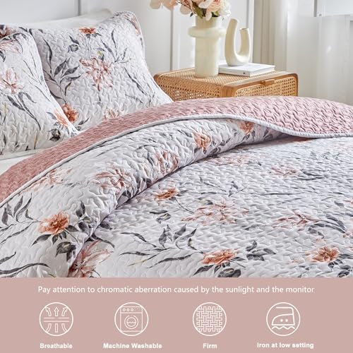 Shxime Floral Quilt Set 3 Pieces Queen Size