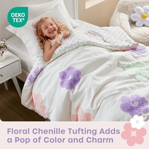 Twin Floral Comforter Set for Girls - Reversible 3 Piece