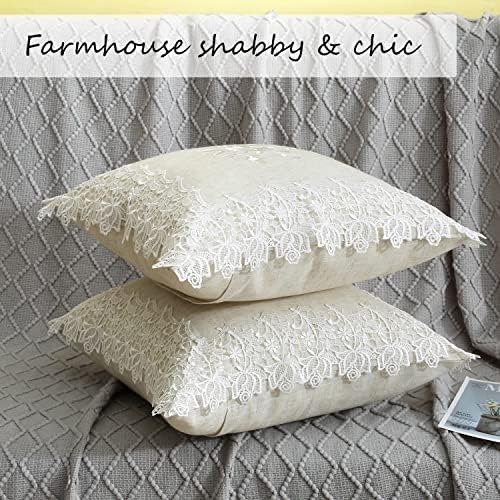 2 Pack Embroidered Spring Floral Throw Pillow Covers 18x18 Inches