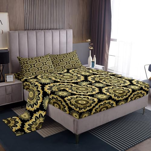 Jejeloiu Paisley Queen Sheet Set 4Pcs Microfiber