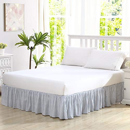 Laura Ashley Home Twin Bedskirt Ticking Stripe Blue