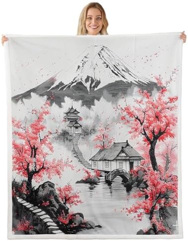 Erosebridal Japanese Ukiyo Throw Blanket - 50x60 Inches