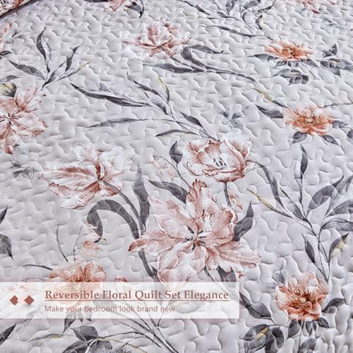 Shxime Floral Quilt Set 3 Pieces Queen Size