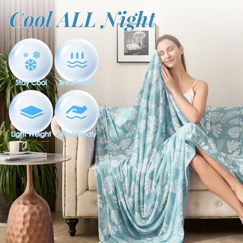 OIGAE Cooling Blanket - Soft Lightweight Summer Blanket for Hot Sleepers