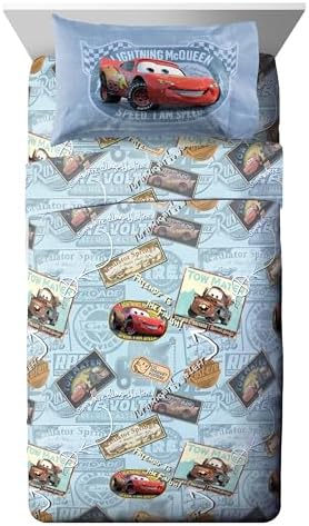 Jay Franco Disney Pixar Cars Tune Up Blue Gray 4 Piece Sheet Set