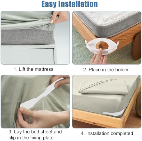 Antetek Lock Sheet Holders - White Bed Sheet Clips Corner Locks
