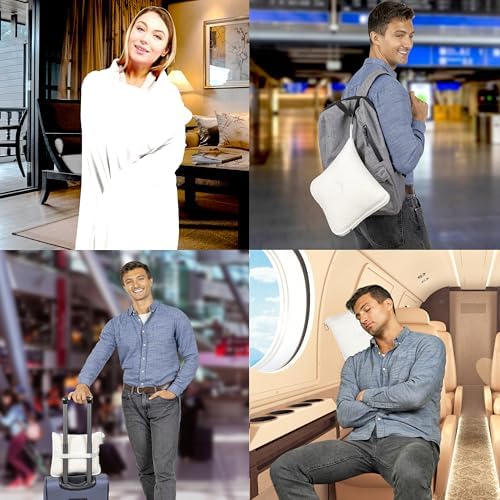 BlueHills Soft Plush Travel Blanket Pillow with Backpack Clip 1