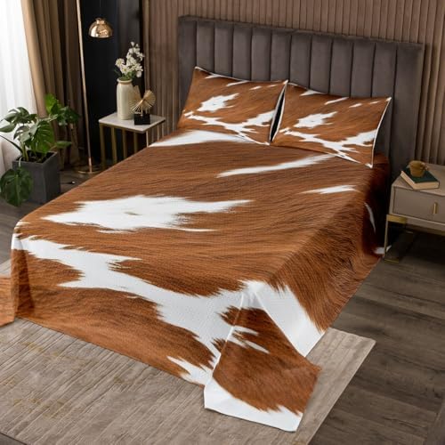 Feelyou Cow Fur Bedspread Set for Kids and Teens