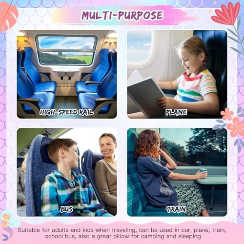 Cinnvoice 28x18 Inch Travel Pillow with Mermaid Design for Kids Adults
