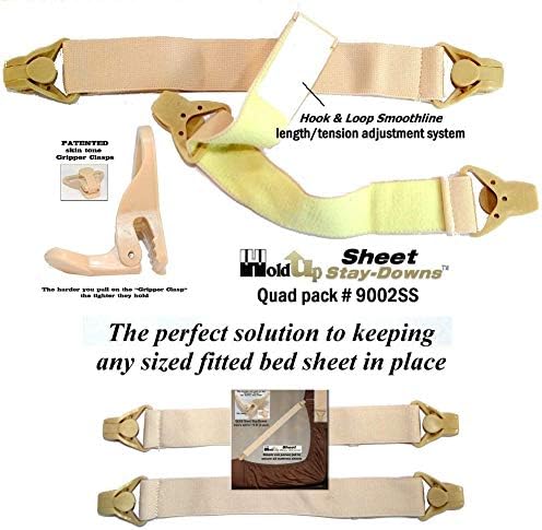 Holdup Suspender Company Bed Sheet Stay-Downs with Patented Gripper Clasps
