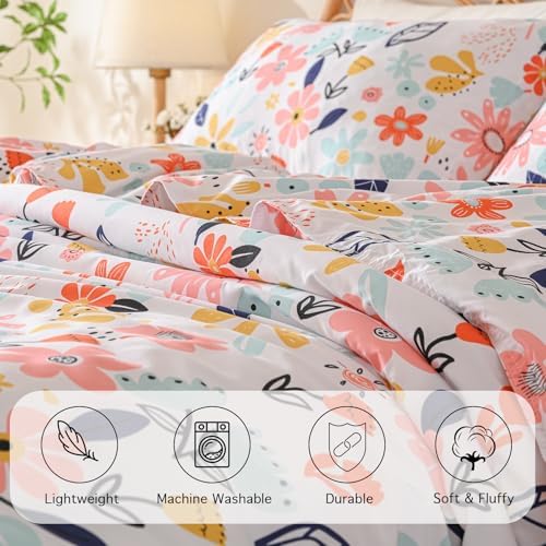 Yibeizi Floral Comforter Set for Girls Twin