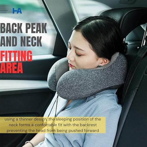 HA Travel Neck Pillow with Eye Mask and Luxury Bag - Dark Gray