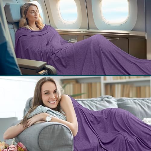PAVILIA Travel Blanket with Bag - 65x40 Purple