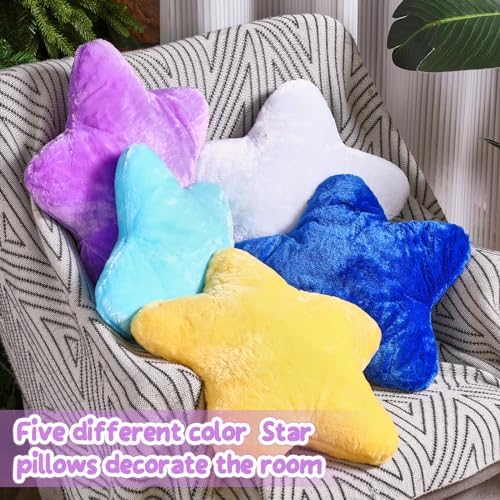 Soaoo 5 Pcs Star Fluffy Throw Pillows