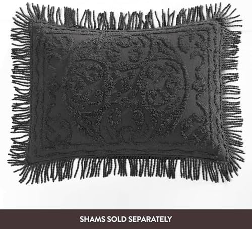 Beatrice Home Fashions Medallion Chenille Bedspread Full Charcoal