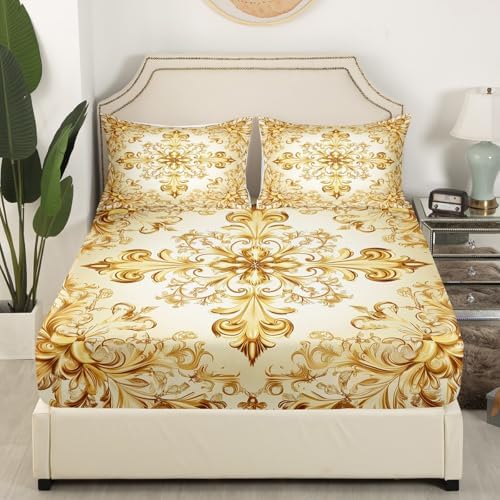 Erosebridal Damask Botanical Paisley Sheet Set Full Size