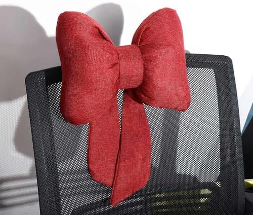 Linen Bow Car Headrest Pillow for Adults and Kids Black