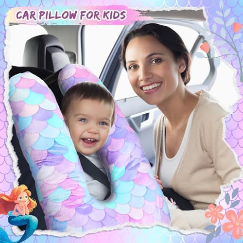 Cinnvoice 28x18 Inch Travel Pillow with Mermaid Design for Kids Adults