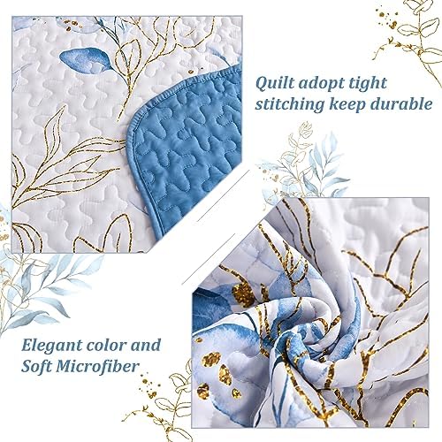 Anibedding Blue Quilt Set Queen 3 Piece
