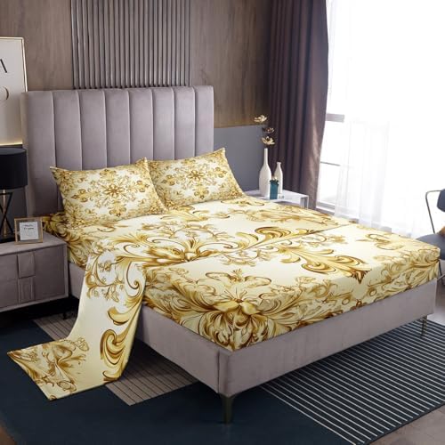 Erosebridal Damask Botanical Paisley Sheet Set Full Size