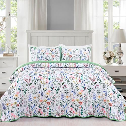 Invoibler Floral Reversible Queen Quilt Set
