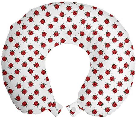 Ambesonne Ladybugs Travel Pillow with Zippered Cover