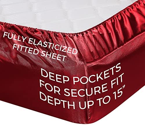 Pure Bedding Satin Sheets Queen 4-Piece Burgundy