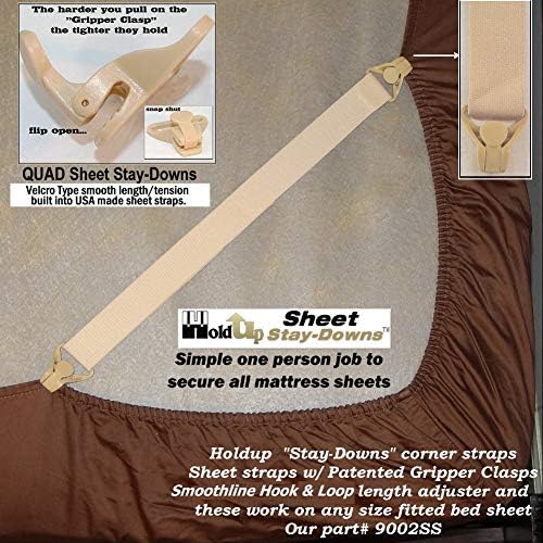 Holdup Suspender Company Bed Sheet Stay-Downs with Patented Gripper Clasps