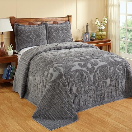 Better Trends Chenille Bedspread FullDouble Gray