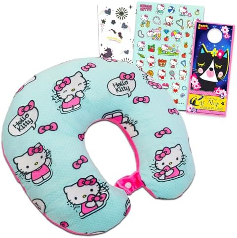 Hello Kitty Travel Neck Pillow Set with Stickers and Tattoos