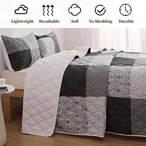 BALAPET Oversized King Bedspread Set with Plaid Patchwork