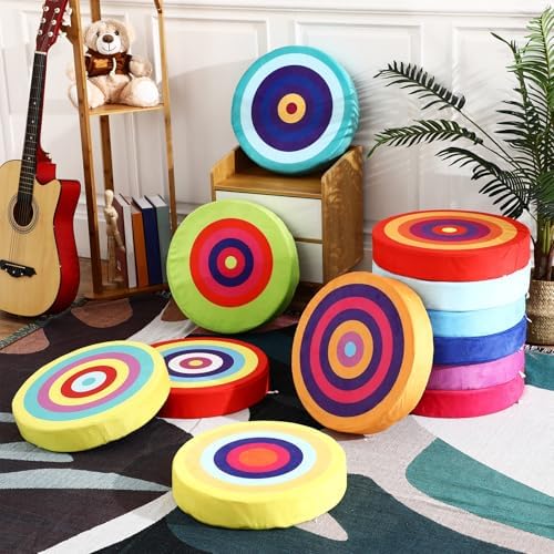 12 Pcs Rainbow Round Floor Cushions for Kids Classroom