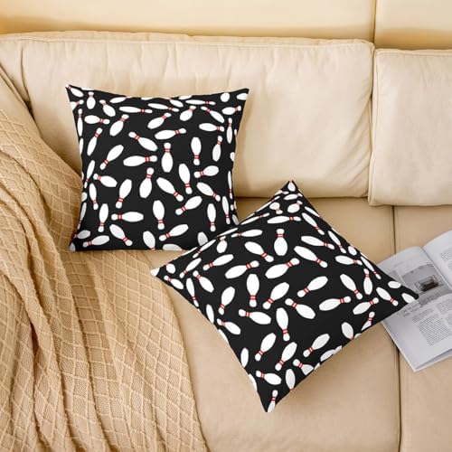 Jejeloiu 16x16 Bowling Pillow Covers Set of 2 Black