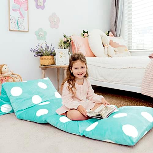 Butterfly Craze Floor Pillow Case - Polka Aqua King Size