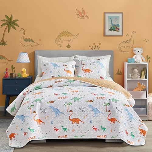 Joyreap 3-Piece Cotton Quilt Set with Dinosaurs Design