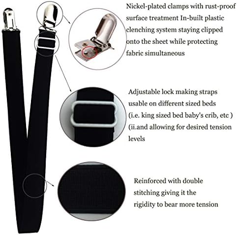 Eopocdor Long Bed Sheet Clips 4 Pieces White
