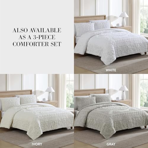 Beatrice Home Fashions Medallion Chenille Bedspread King Gray