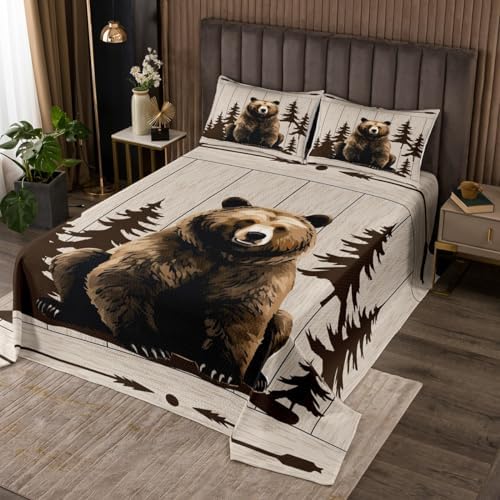 Feelyou Bear Bedspread Kids Quilted Coverlet Set Queen Size