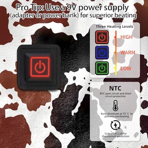 USB Cow Print Heated Throw Blanket with 3 Heat Levels