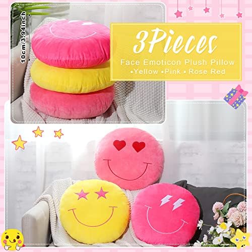 3 Pcs 16 Inch Emoticon Cushion Plush Pillow with Embroidery