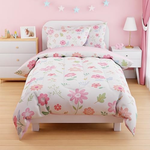 SANDJEST Floral Duvet Cover Set for Kids