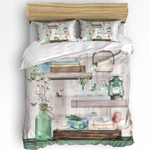 Boanket 3-Piece Duvet Cover Set with Zipper Farmhouse Style