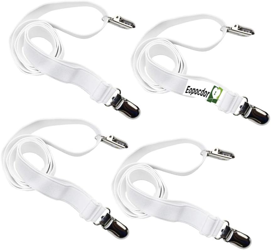 Eopocdor Long Bed Sheet Clips 4 Pieces White