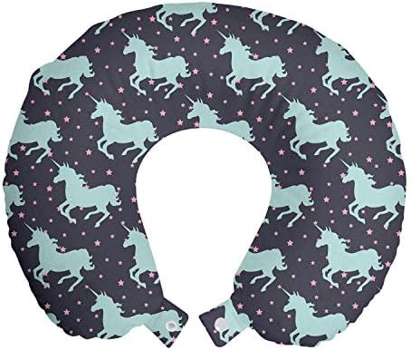 Ambesonne Unicorn Travel Pillow with Twinkle Stars Design