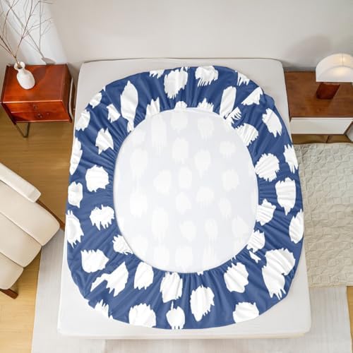 Erosebridal Navy Blue White Polka Dots King Sheet Set