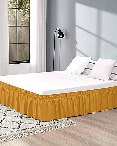 RisQiten Pure Turmeric Cal King Bed Skirt 16 Inch Drop
