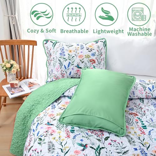 Invoibler Floral Reversible Queen Quilt Set