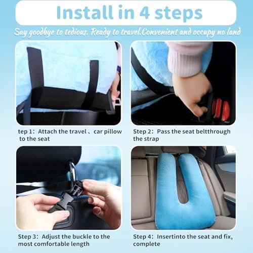 Travel Pillow for Car Sleeping Pink Adjustable