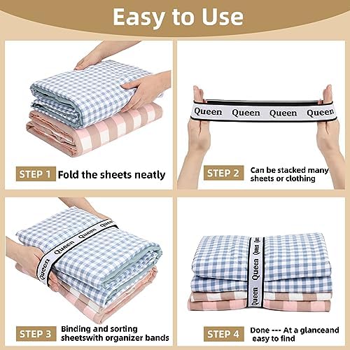 8Pcs Sheet Organizer Bands with Labels for Bedding Storage 1